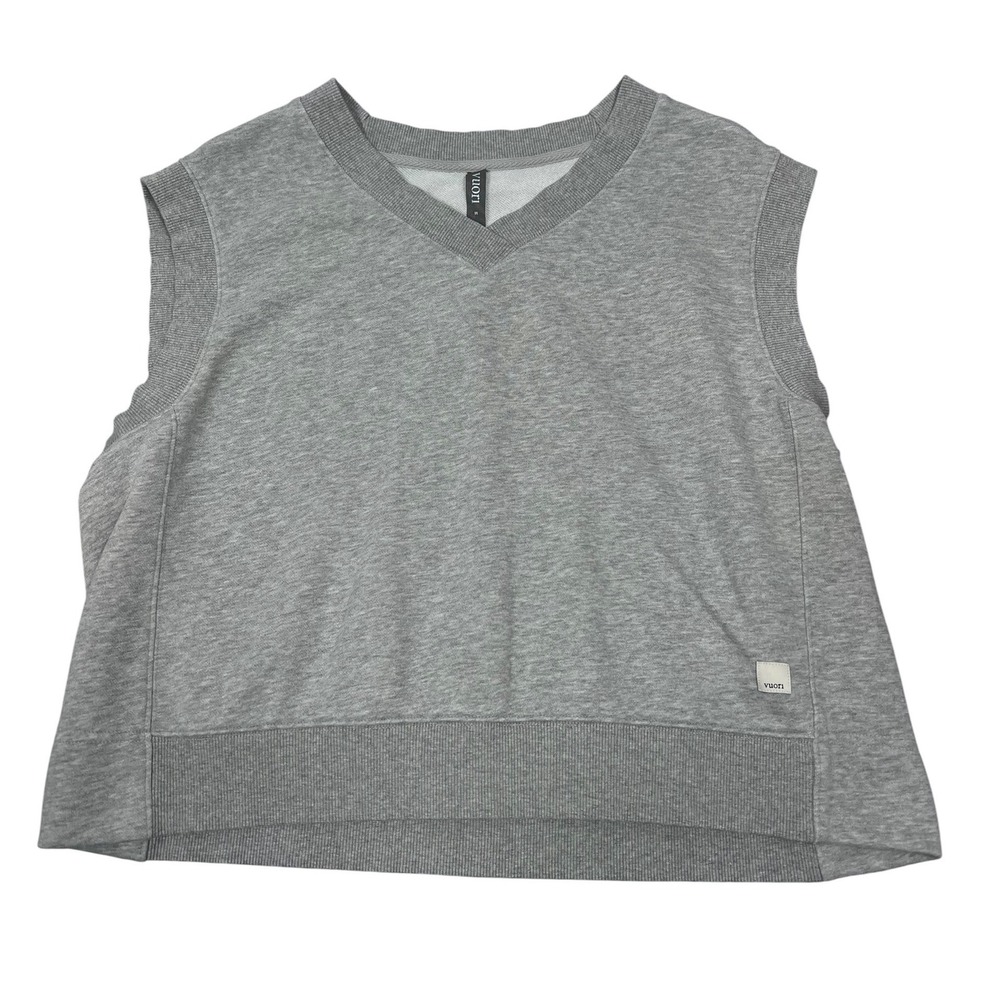 Vuori V-Neck Sweatshirt Vest Mens Medium Heather Gray Sleeveless Pullover VW2036